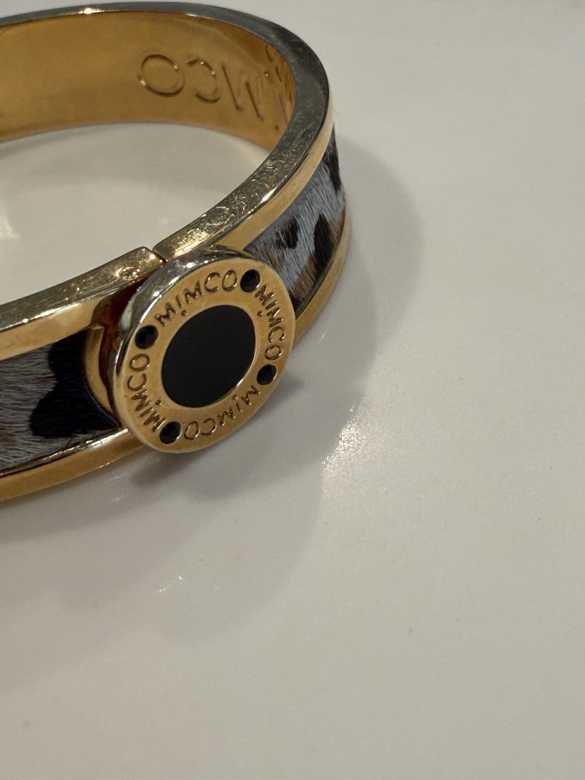 Mimco Gold Tone Hinged Bangle Cuff Bracelet Anima… - image 9