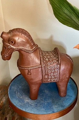 MID CENTURY MCM BITOSSI ALDO LONDI HORSE STATUE MATTE TERRA COTTA GLAZE ITALY