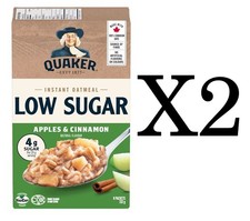 2X Quaker Apples  Cinnamon Flavour Low Sugar Instant Oatmeal 8 packets 232g