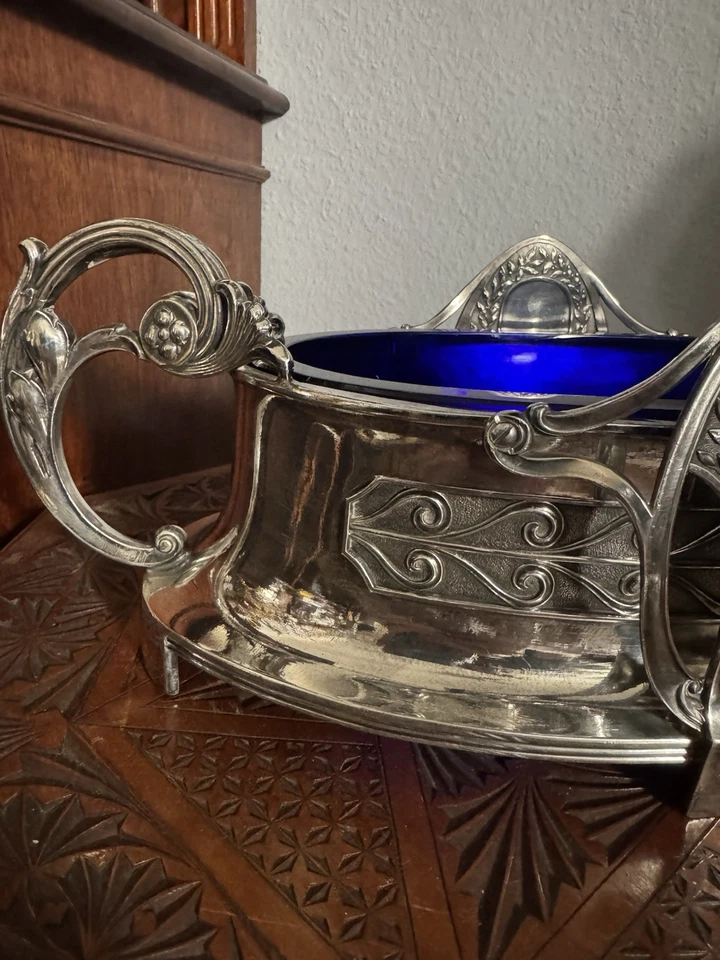 Große Jardiniere mit dickem Glaseinsatz um 1900 - Bild 2 von 4