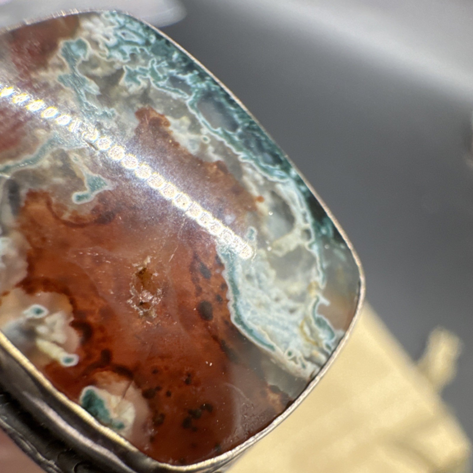 Vintage Silver Band Ring with Rectangular stone S… - image 7