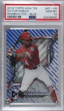 2018 High Tek Pattern 1 Waves/Diagonals Blue Rainbow Foil /150 Victor Robles 8d2