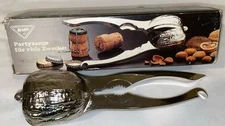 Vintage Nut Shaped Walnut Hinged Silver Tone Metal Wst Germany Nut Cracker w Box
