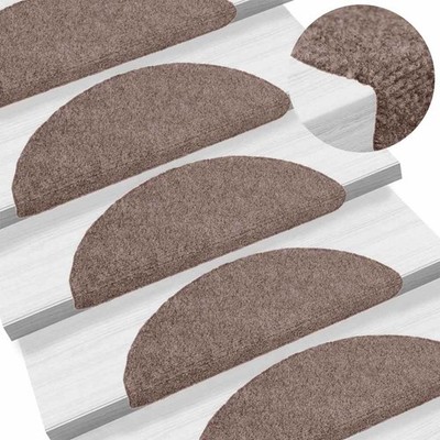 vidaXL Stufenmatten Selbstklebend 15 Stk. 56x17x3 cm Hellbraun Halbrund