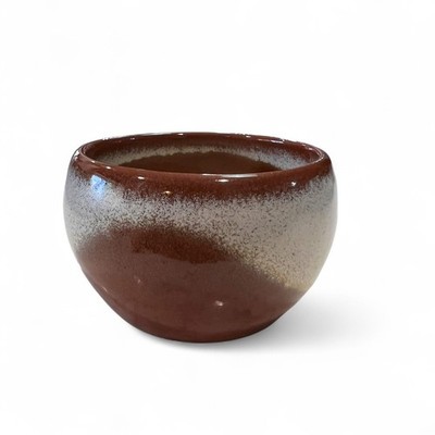 Handmade Studio Pottery Sake Cup Brown & Cream Glaze , 3'' Yunomi Style