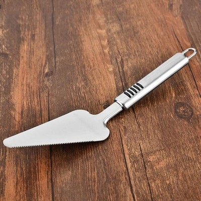 Triangular Spatula Stainless Steel with Serrated Edge has Hanging Loop Slicing f