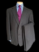 Vintage Gieves & Hawkes Dark Grey Flannel Wool Suit 44R / W40R Heavyweight