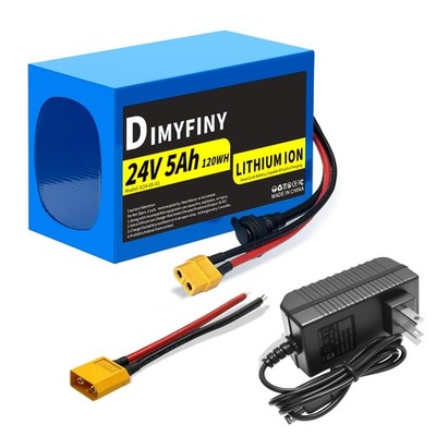 24V 5AH/7AH/12AH Lithium Battery Pack, Built-in 25A BMS, with Fast Black 