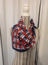Vintage Italian Geometric Blue Red White Classic Scarf