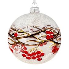 Red Berry Christmas Glass Ball Ornament Bauble Made in Ukraine 4"