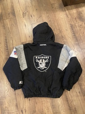 Vintage Starter NFL Oakland Raiders Jacket Quarter 1/4 Zip Hooded