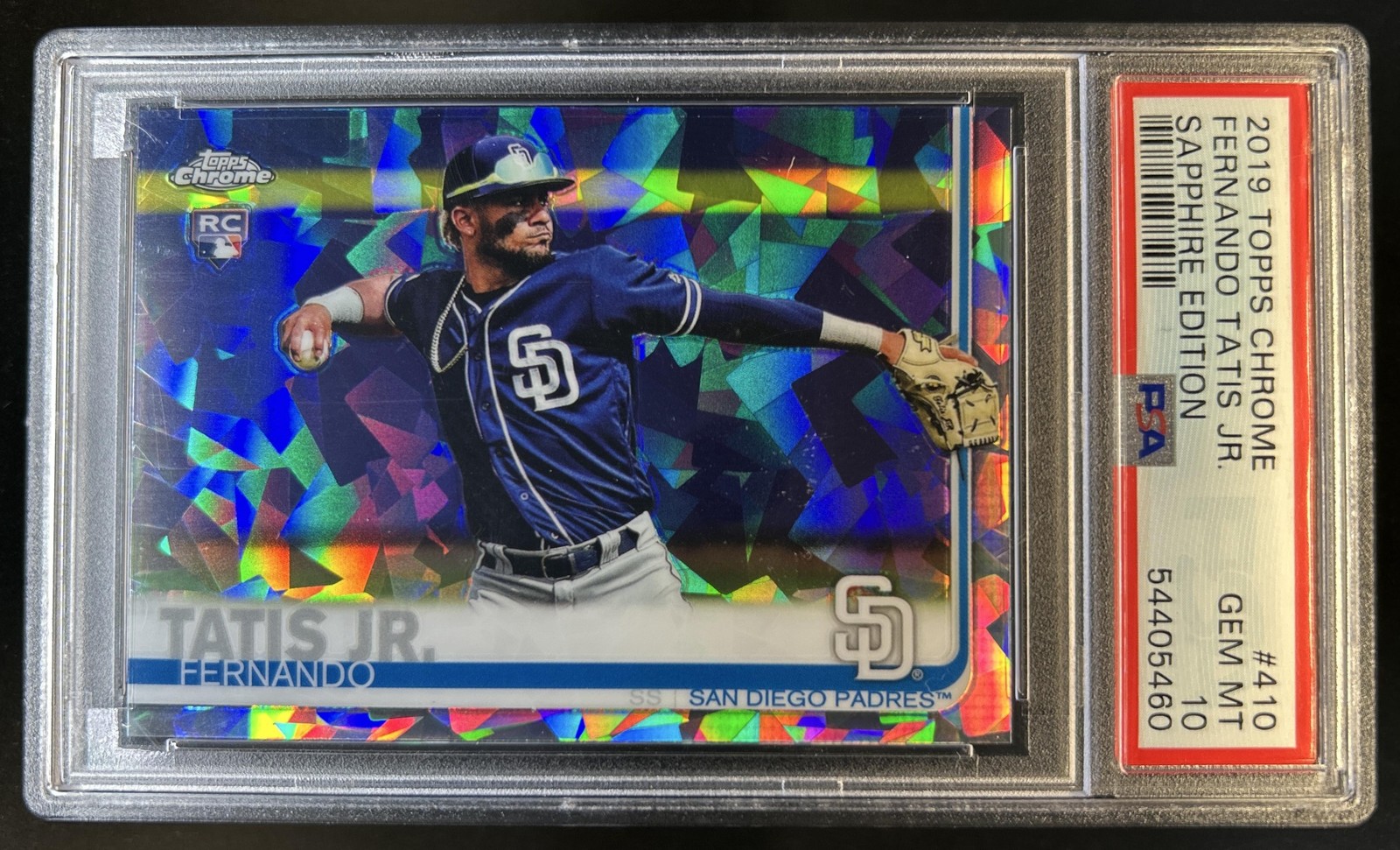 2019 Topps Chrome Sapphire Fernando Tatis Jr. Rookie RC #410 Padres PSA 10 view 1