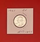 1961 P Philadelphia Washington Quarter 90% Silver Brilliant Uncirculated (BU).