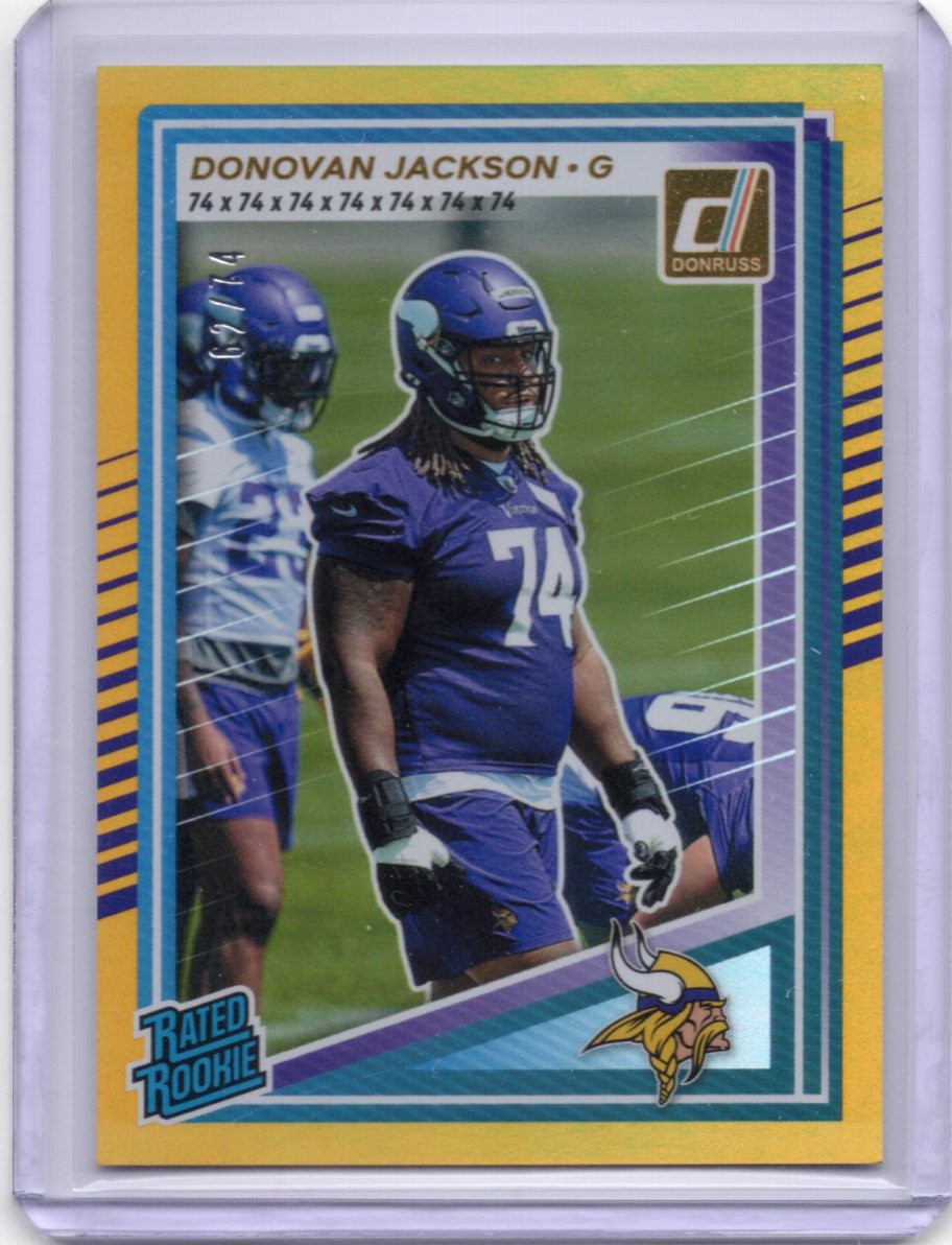 2025 Panini Donruss #381 donovan jackson Rated Rookie Jersey Number Gold /74