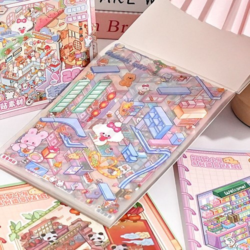 20 in 1 Miniature Landscape Sticker Book Miniature Scene Scrapbook Kit Girl - Picture 10 of 12