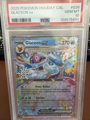 Glaceon ex - (Holiday Calendar) 026/131 Sv: Prismatic Evolutions Holo, PSA 10