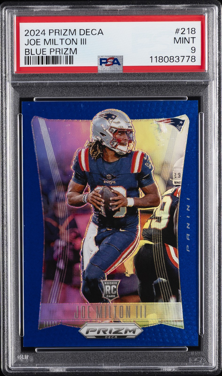 2024 PANINI PRIZM DECA BLUE PRIZM #218 JOE MILTON III 26/149 PSA 9