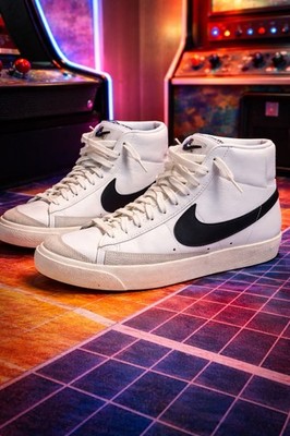 Nike Blazer Mid 77 White Black Mens Size 10 Vintage Style Leather Sneakers  