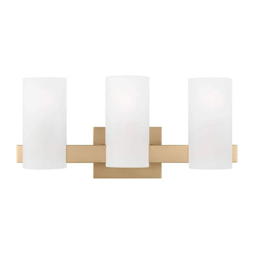 SCOTT LIVING Rhode 19.63 in. 3-Light Satin Brass Large Vanity Light with Etched - Picture 1 of 1