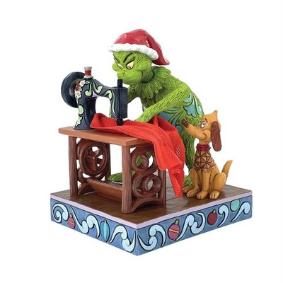 PRE-ORDER Grinch Sewing Santa Suit With Max By: The Grinch Jim Shore *SHIPS