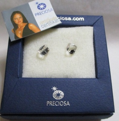 PRECIOSA BOHEMIAN BLACK CRYSTAL CUBE EARRINGS, NEW IN BOX, CERTIFICATE