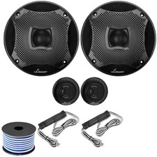 Pair QTY 2 of Lanzar AQ65.2CMB 6.5" 2Way 450W Marine Black Speakers Wiring Kit