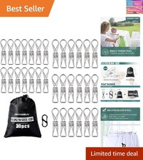 30PCS Stainless Steel Laundry Clothes Pins Heavy Duty Outdoor, Clothespins fo...
