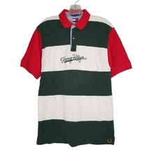 Vintage 90s Tommy Hilfiger Colorblock Stripe Spell Out Men's Polo Shirt Sm/Med