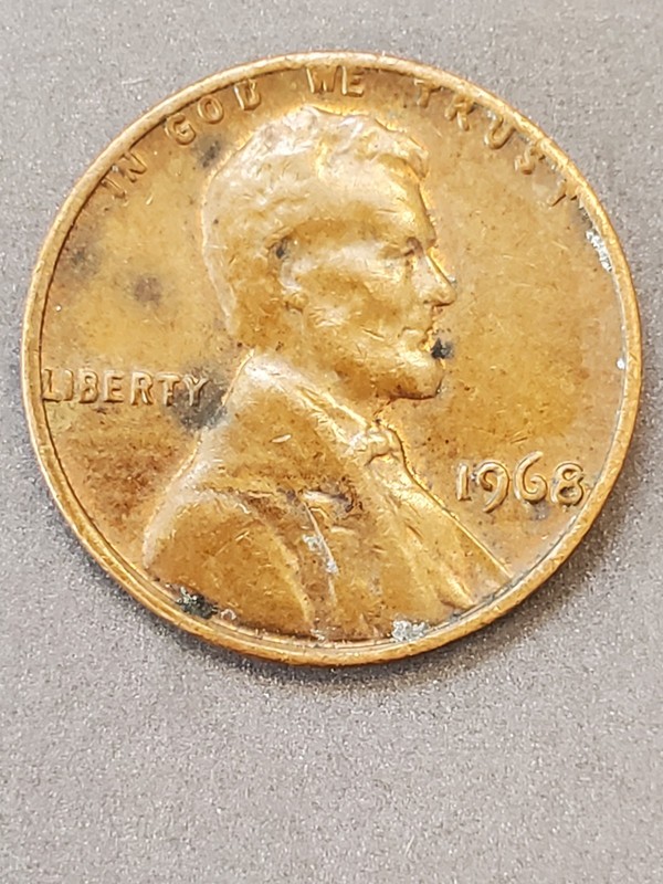 1968 Lincoln Memorial Penny Coin, No Mint Mark, Everything Is In The Rim Errors