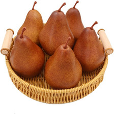 6PCS Fake Brown Pear Artificial Lifelike Fake Fruits Decorative for Kitchen Part