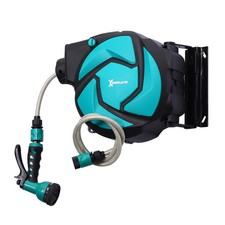 DURHAND 10M Water Hose Reel Compact Garden Patio Car Locking Auto Retract Spray