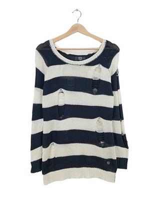 EMP Feinstrickpullover Damen Pullover Gr. DE 36 blau-weiß Casual-Look
