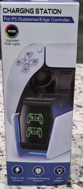PS5 DualSense/DualSense Edge Dual Controller Charging Dock RGB LED USB-C YH-63-1