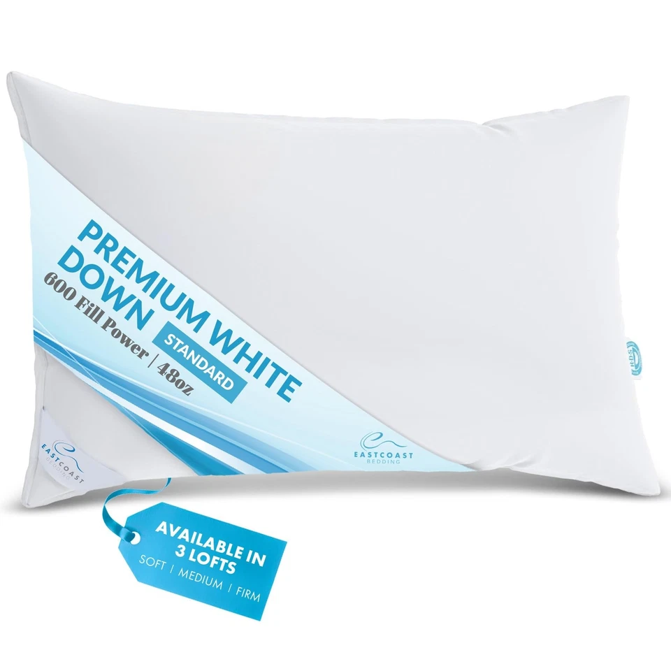 Goose Down Sleeping Pillow White 600 Fill Power with 400 Thread Count 100% Co... - Image 4 of 4