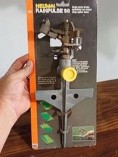 Nelson RainPulse 90 1225 Large Area Brass Impact Sprinkler W/METAL SPIKE USA