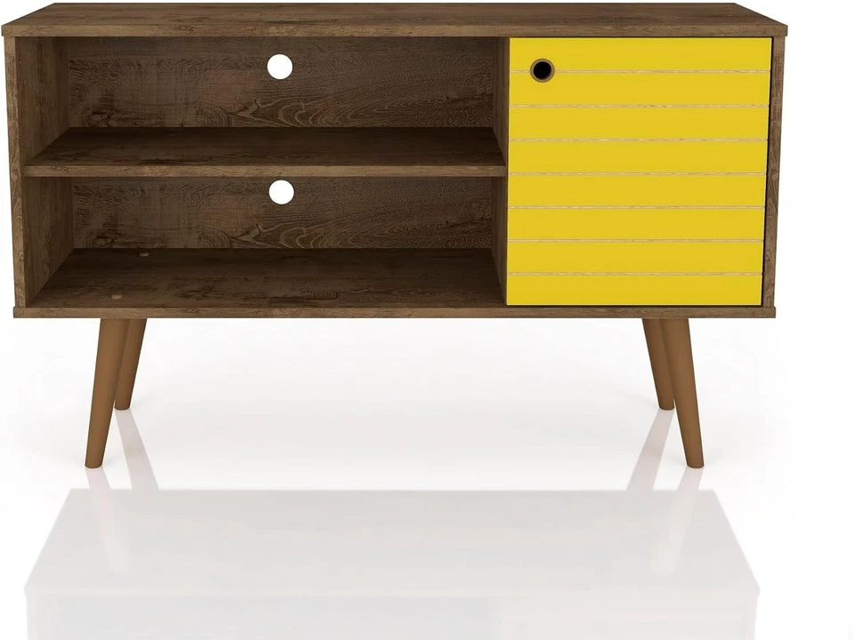 Liberty 43" Mid-Century Moderno Soporte de TV para TV de hasta 46" - Rústico Marrón/Amarillo Foto 3 de 4