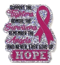 5 Pc - Breast Cancer Hope - Acrylic Flatback Charms - For Badge Reels DIY Crafts