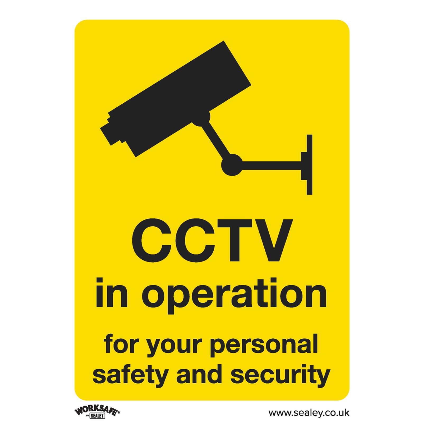 Sealey Warning Safety Sign - CCTV - Self-Adhesive Vinyl - Pack of 10 - SS40V10