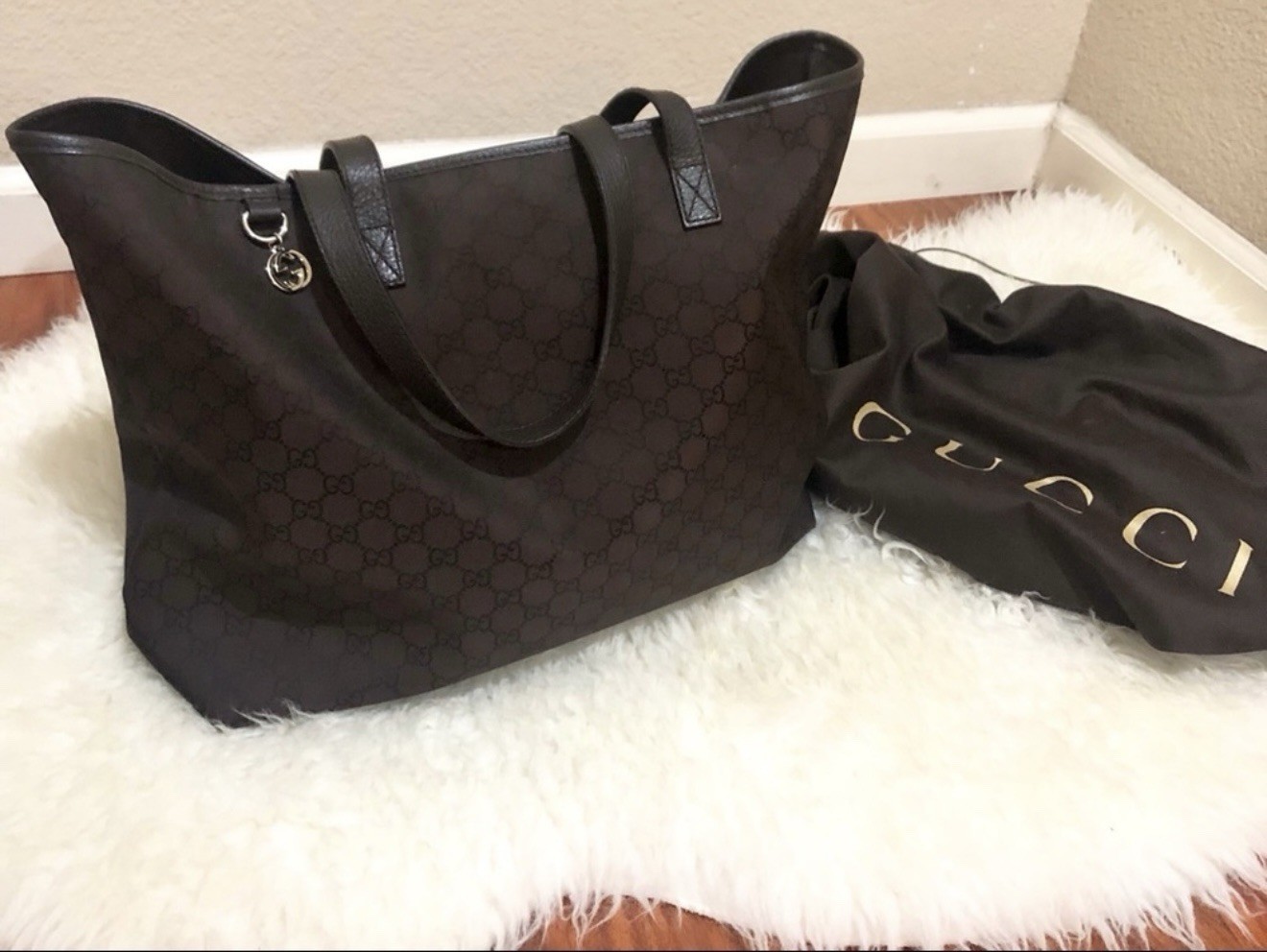 GUCCI GG Monogram Nylon Tote and Leather