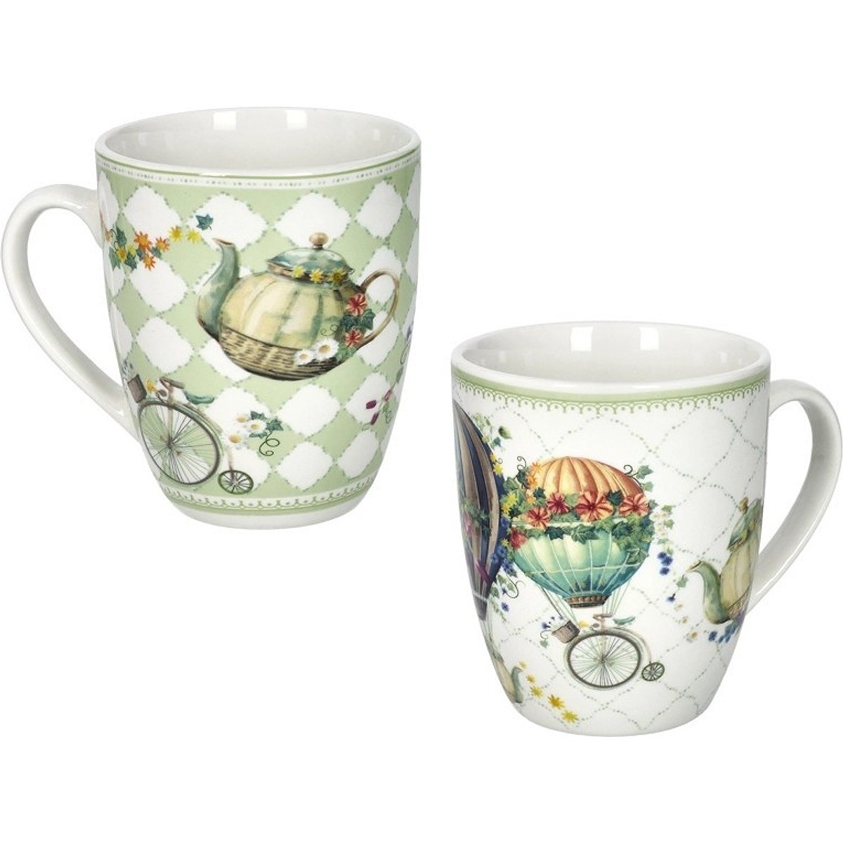 Set 2 mug Wonderland Brandani porcellana decoro mongolfiere