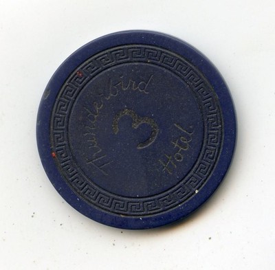 1.00 Chip from the Thunderbird Casino Las Vegas Nevada SmKey Roulette 3 Navy