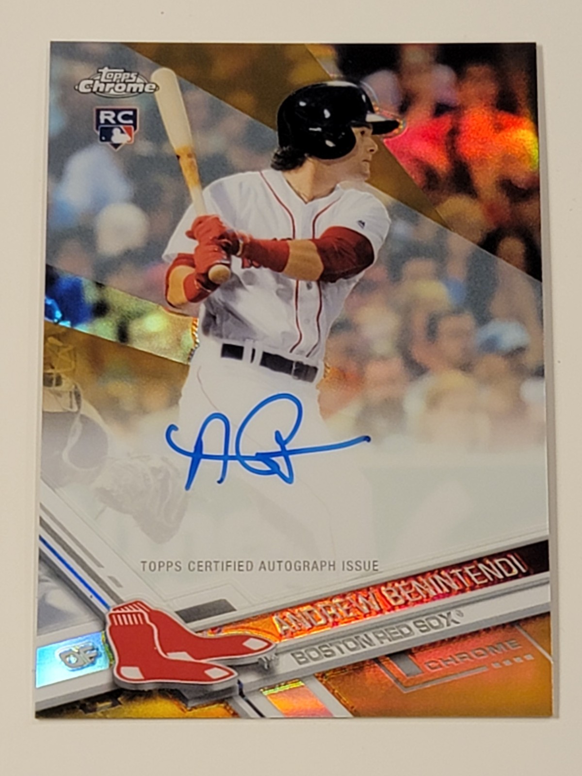 2017 Topps Chrome ANDREW BENINTENDI Auto Autograph Gold Refractor /50 RC #RAABE view 1