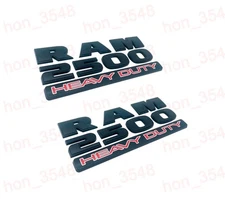 2013-18 For Ram 2500 Heavy Duty Front Door Side Emblems Badges Matte Black 2pcs