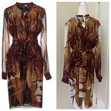 GUCCI Floral Silk Printed Belted Dress Size 44IT/ 8US MSRP $4550