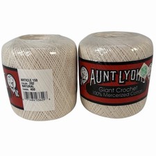 2 Rolls Aunt Lydia  s Giant Crochet Thread 100 Mercerized Cotton 202 Natural