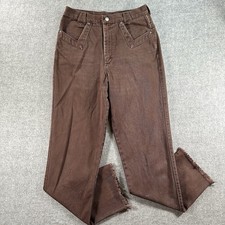 Vintage Roughrider Brown Denim Raw Hem Jeans Cotton High Rise Made in USA 9/10