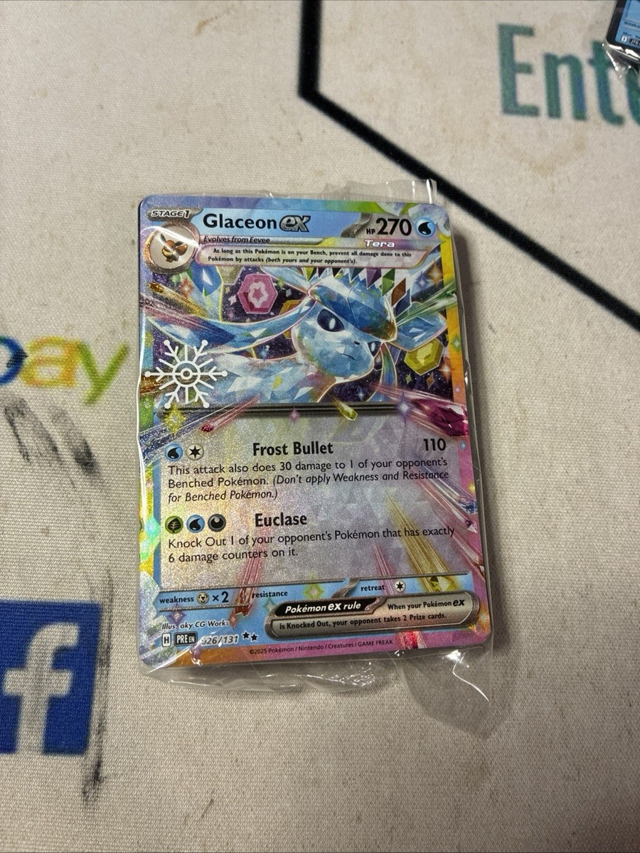 glaceon ex pokemon card Glaceon ex 026/131 SEALED Snowflake Stamped Promo Pokémon: Prismatic  Evolutions✨