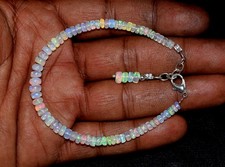 A  Natural Ethiopian Wello Fire Opal Gemstone Fire Beads 7.5''Bracelet AF0315