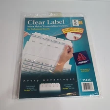 Avery 11436 Clear Label Index Maker Presentation Dividers 5 Tab Letter 5 Sets