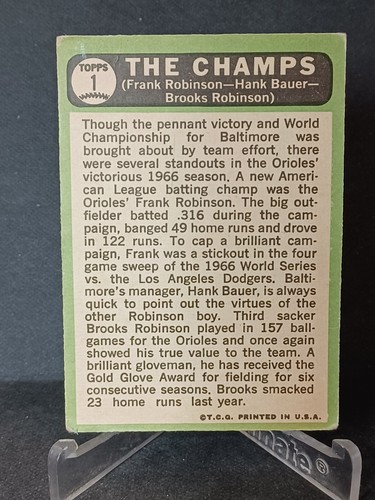 (2) 1967 Topps THE CHAMPS #1 Robinson Bauer Robinson Orioles-Good/VG-Read - Picture 6 of 12